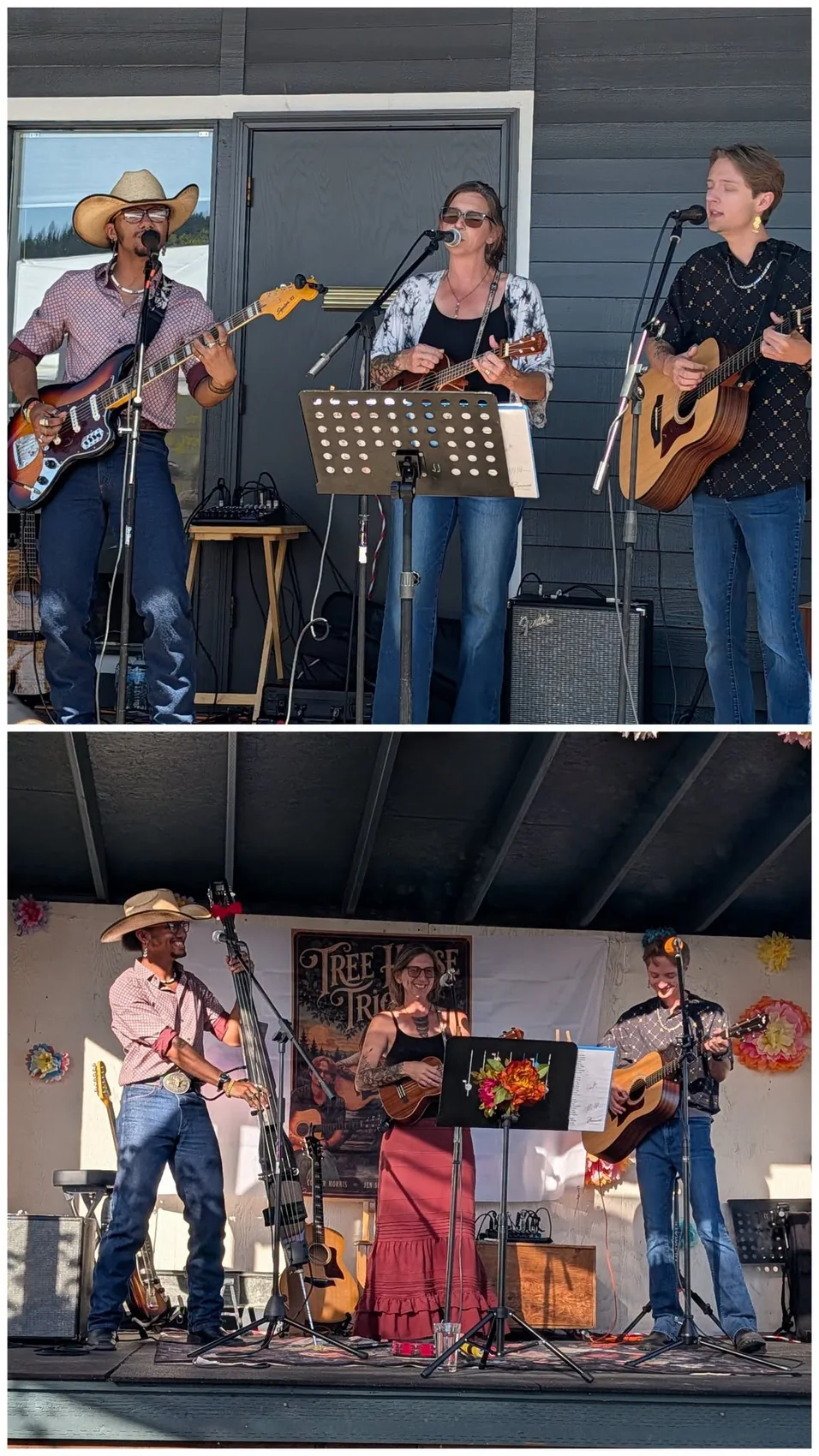 Two recent Tree House Trio performances at Churchill Estates and Cottage Grove Public Market